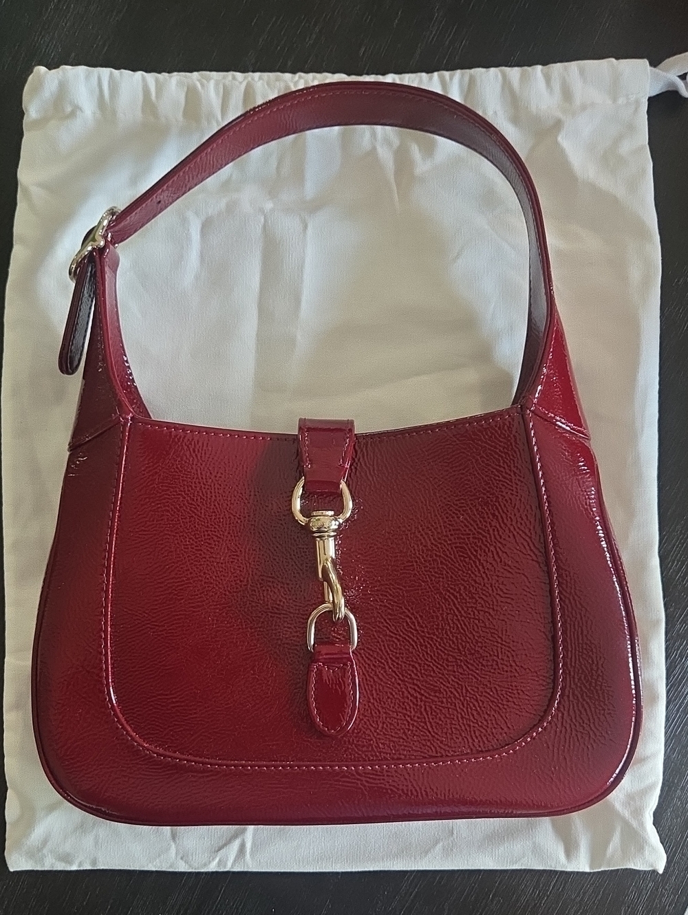 NEW Gucci 1961 Jackie Medium - signature Rosso Ancora Patent Leather